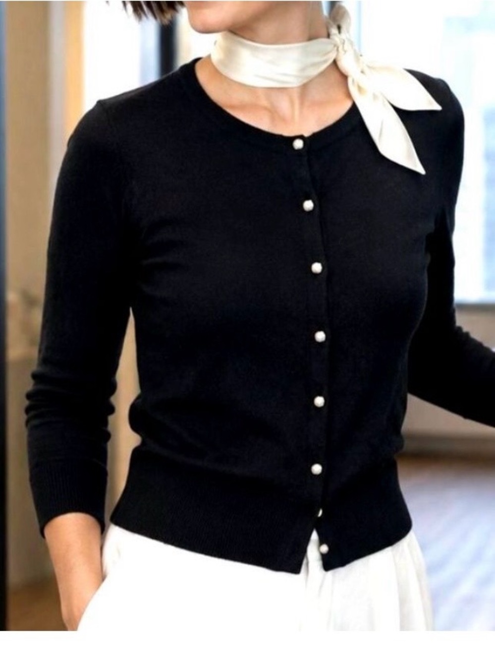 White House Black Market Cardigan with Silver Snap Buttons